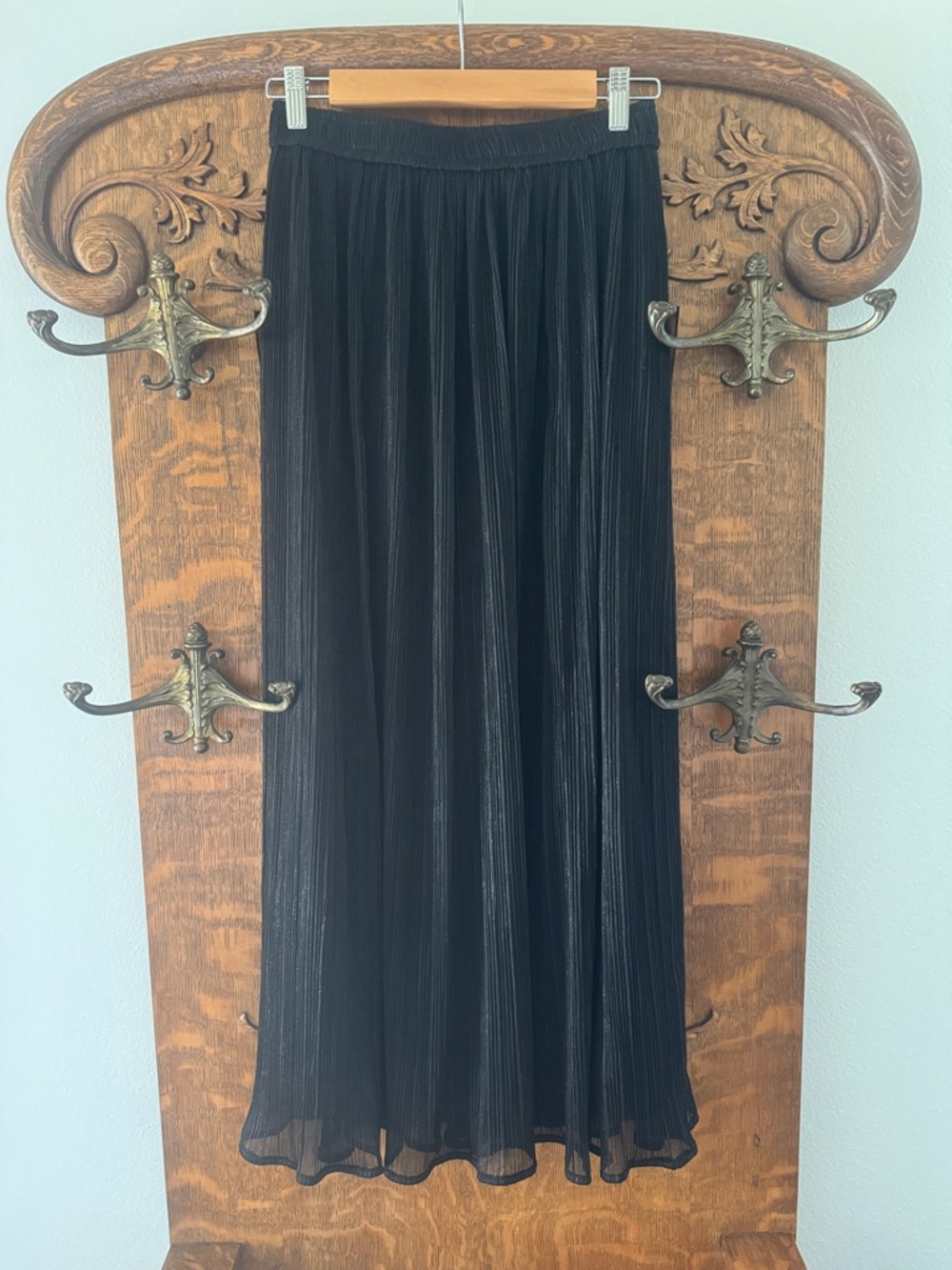 Black silver sparkle Pleated Maxi Skirt - Women's Elegant Long Skirt